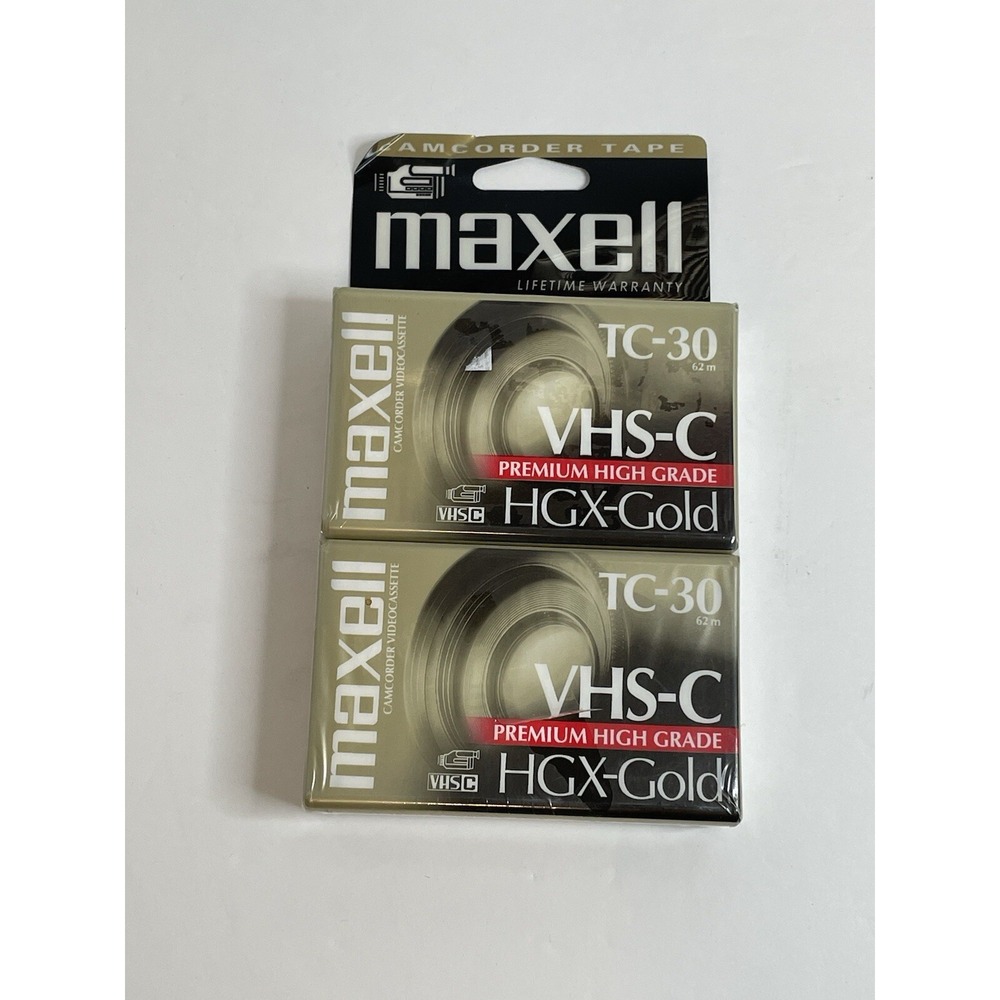 Maxwell TC-30 VHS-C HGX Gold Camcorder Tapes Videocassette Pack Of 2 NEW SEALED